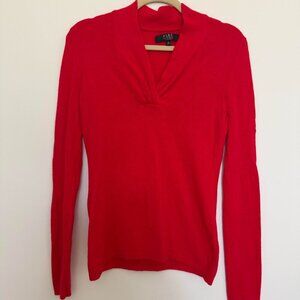 Alex Marie 100% Cashmere V Neck Sweater Quiet Luxury Preppy Red - Medium